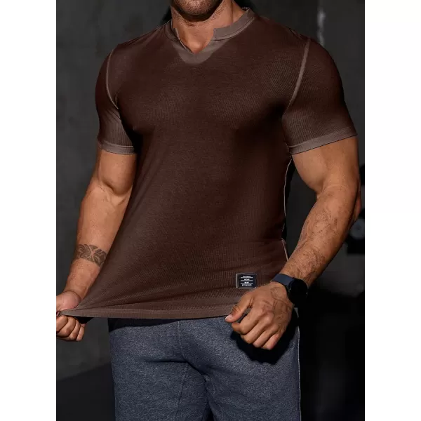 JMIERR Mens Muscle Slim T Shirt V-Neck Longline Henley Shirt Gym Workout Athletic Tee Shirts