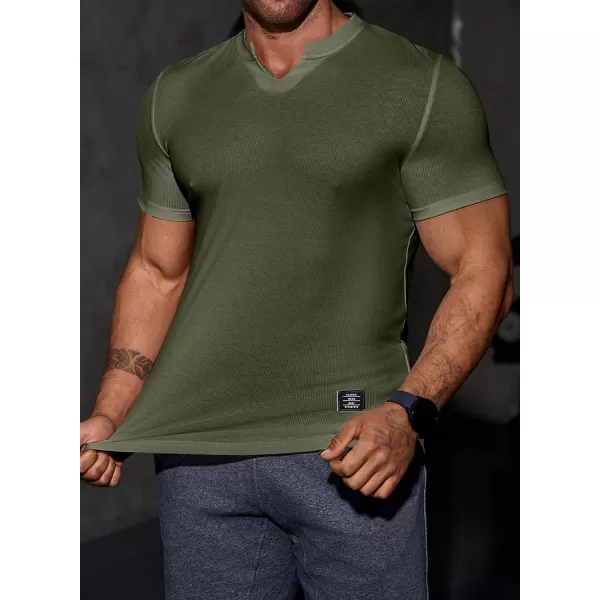 JMIERR Mens Muscle Slim T Shirt V-Neck Longline Henley Shirt Gym Workout Athletic Tee Shirts