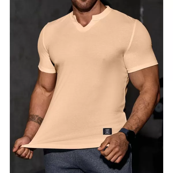 JMIERR Mens Muscle Slim T Shirt V-Neck Longline Henley Shirt Gym Workout Athletic Tee Shirts