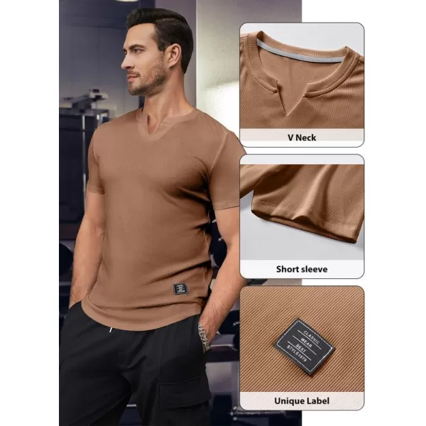 JMIERR Mens Muscle Slim T Shirt V-Neck Longline Henley Shirt Gym Workout Athletic Tee Shirts
