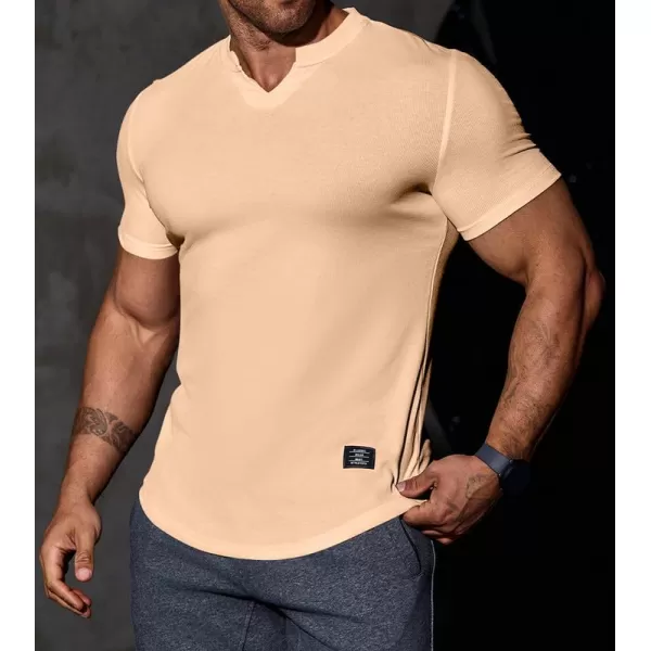 JMIERR Mens Muscle Slim T Shirt V-Neck Longline Henley Shirt Gym Workout Athletic Tee Shirts