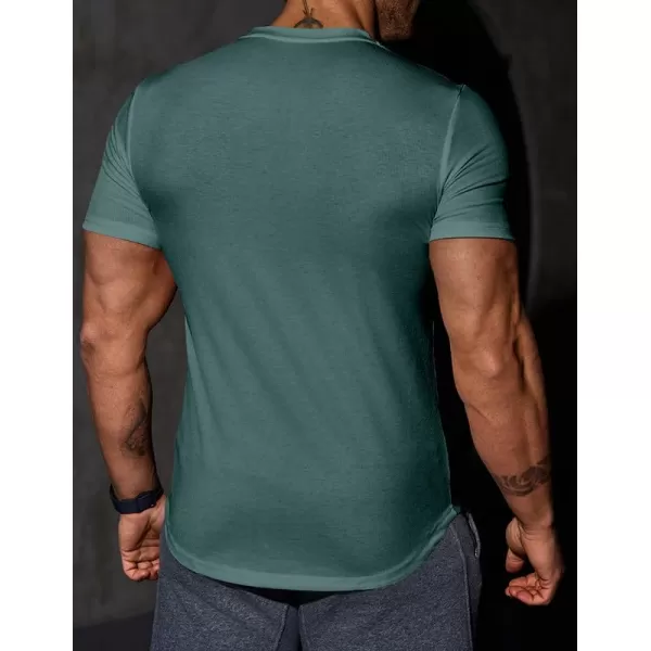 JMIERR Mens Muscle Slim T Shirt V-Neck Longline Henley Shirt Gym Workout Athletic Tee Shirts