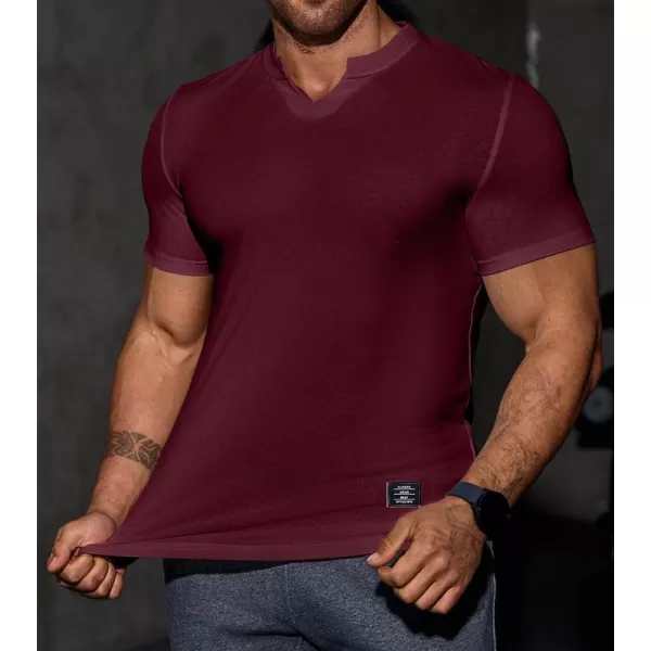 JMIERR Mens Muscle Slim T Shirt V-Neck Longline Henley Shirt Gym Workout Athletic Tee Shirts
