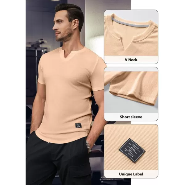 JMIERR Mens Muscle Slim T Shirt V-Neck Longline Henley Shirt Gym Workout Athletic Tee Shirts