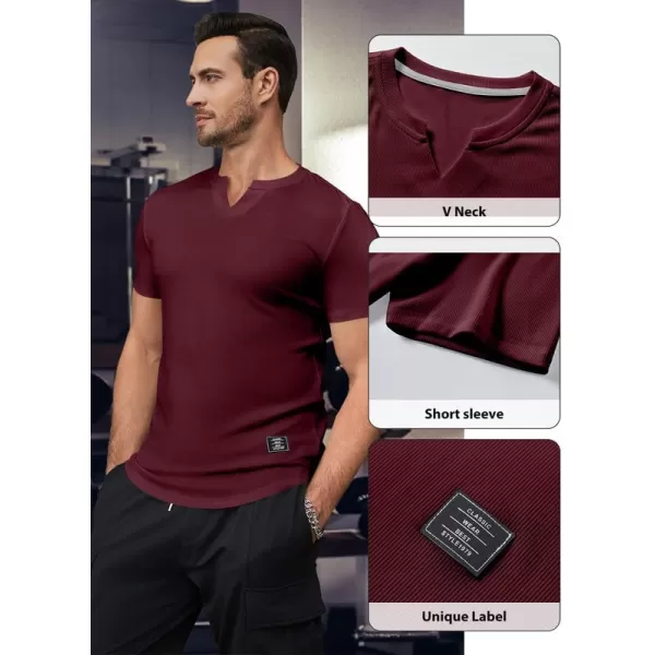 JMIERR Mens Muscle Slim T Shirt V-Neck Longline Henley Shirt Gym Workout Athletic Tee Shirts