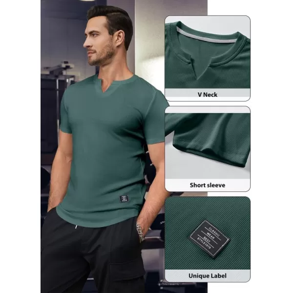 JMIERR Mens Muscle Slim T Shirt V-Neck Longline Henley Shirt Gym Workout Athletic Tee Shirts