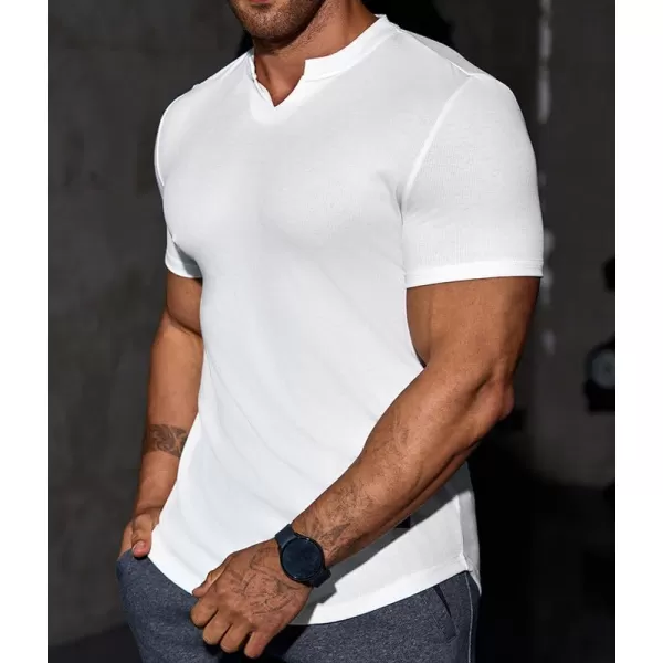 JMIERR Mens Muscle Slim T Shirt V-Neck Longline Henley Shirt Gym Workout Athletic Tee Shirts