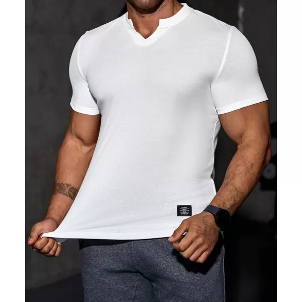 JMIERR Mens Muscle Slim T Shirt V-Neck Longline Henley Shirt Gym Workout Athletic Tee Shirts