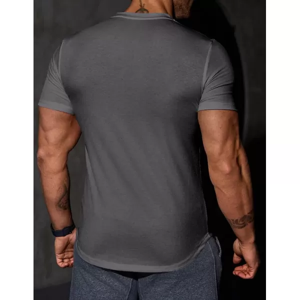 JMIERR Mens Muscle Slim T Shirt V-Neck Longline Henley Shirt Gym Workout Athletic Tee Shirts