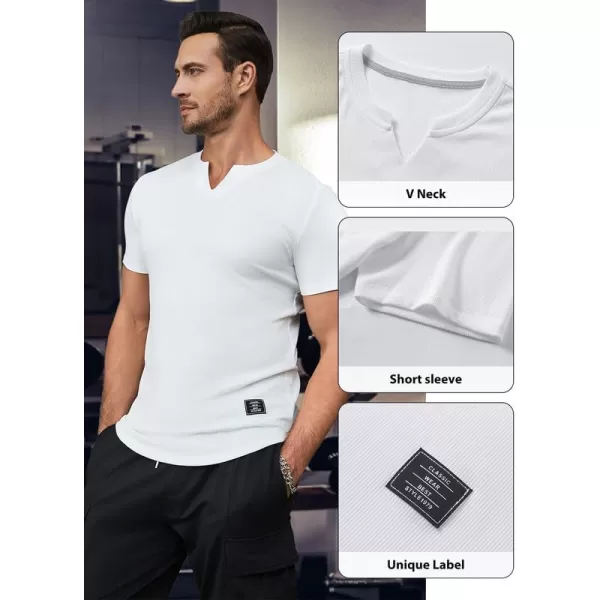 JMIERR Mens Muscle Slim T Shirt V-Neck Longline Henley Shirt Gym Workout Athletic Tee Shirts