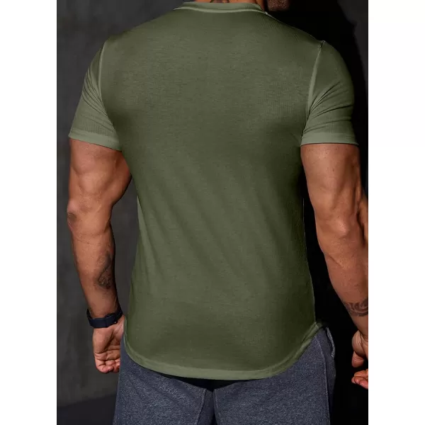 JMIERR Mens Muscle Slim T Shirt V-Neck Longline Henley Shirt Gym Workout Athletic Tee Shirts