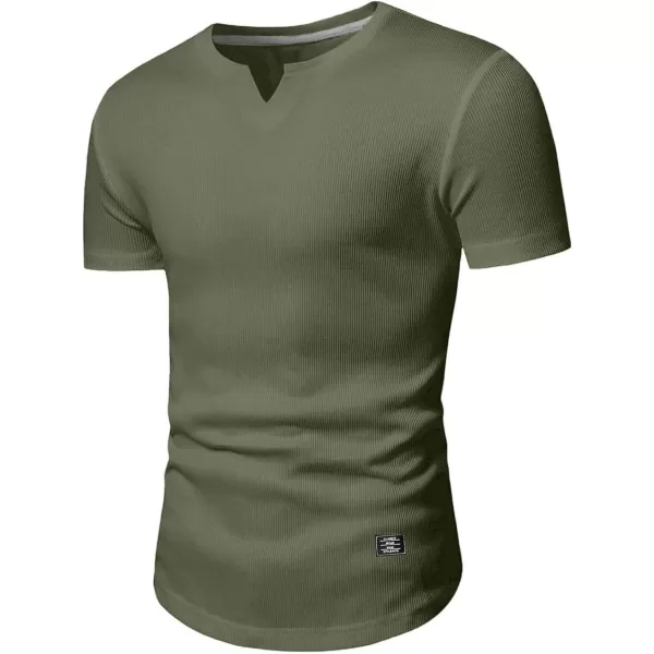 JMIERR Mens Muscle Slim T Shirt V-Neck Longline Henley Shirt Gym Workout Athletic Tee Shirts
