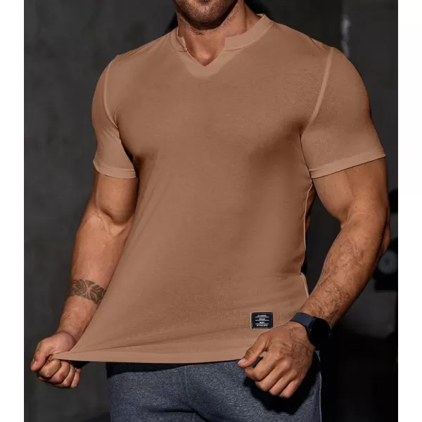 JMIERR Mens Muscle Slim T Shirt V-Neck Longline Henley Shirt Gym Workout Athletic Tee Shirts