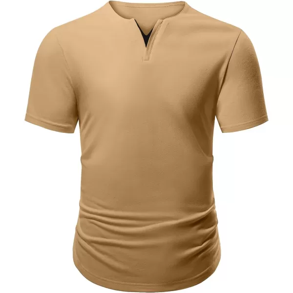 JMIERR Mens Muscle Slim T Shirts V-Neck Longline Henley Shirt Gym Workout Athletic Tees