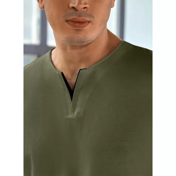 JMIERR Mens Muscle Slim T Shirts V-Neck Longline Henley Shirt Gym Workout Athletic Tees