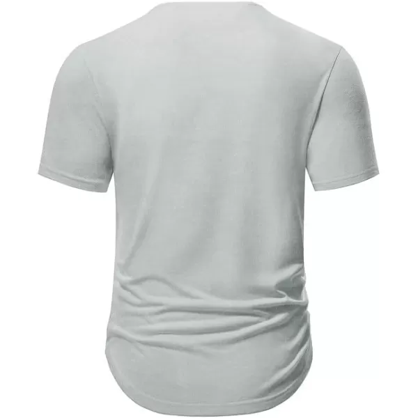 JMIERR Mens Muscle Slim T Shirts V-Neck Longline Henley Shirt Gym Workout Athletic Tees