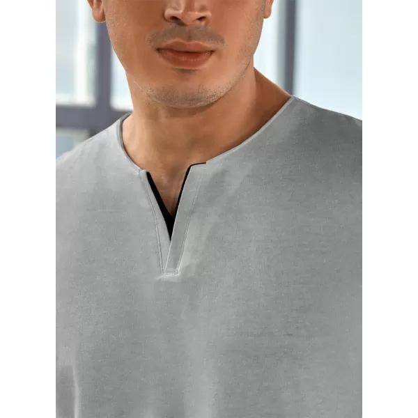 JMIERR Mens Muscle Slim T Shirts V-Neck Longline Henley Shirt Gym Workout Athletic Tees