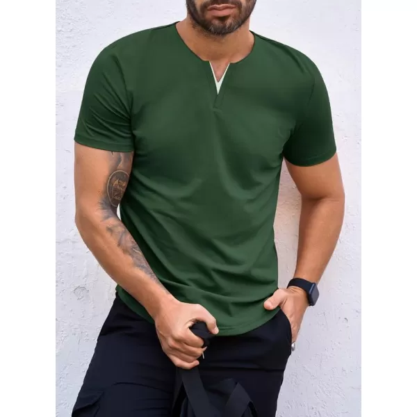 JMIERR Mens Muscle Slim T Shirts V-Neck Longline Henley Shirt Gym Workout Athletic Tees