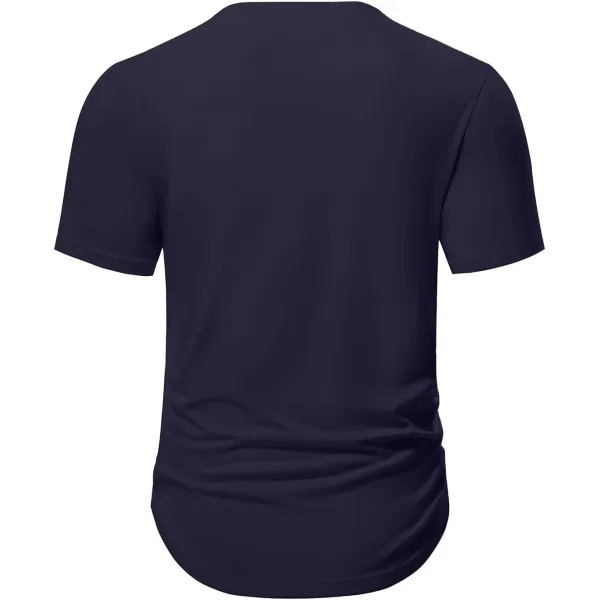 JMIERR Mens Muscle Slim T Shirts V-Neck Longline Henley Shirt Gym Workout Athletic Tees