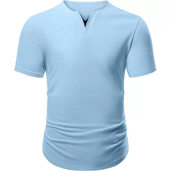JMIERR Mens Muscle Slim T Shirts V-Neck Longline Henley Shirt Gym Workout Athletic Tees