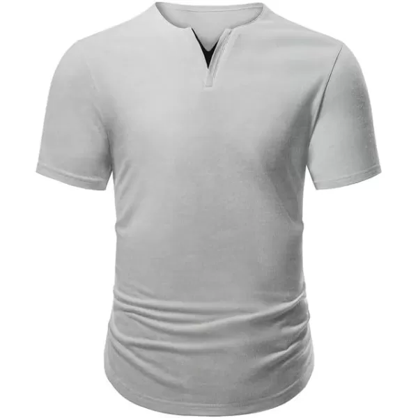 JMIERR Mens Muscle Slim T Shirts V-Neck Longline Henley Shirt Gym Workout Athletic Tees