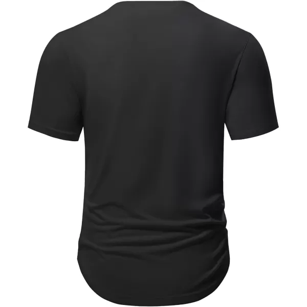 JMIERR Mens Muscle Slim T Shirts V-Neck Longline Henley Shirt Gym Workout Athletic Tees