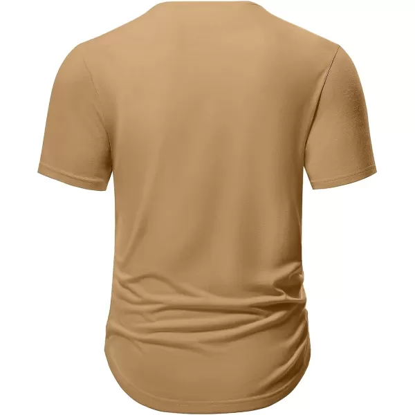 JMIERR Mens Muscle Slim T Shirts V-Neck Longline Henley Shirt Gym Workout Athletic Tees