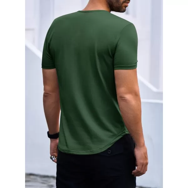 JMIERR Mens Muscle Slim T Shirts V-Neck Longline Henley Shirt Gym Workout Athletic Tees