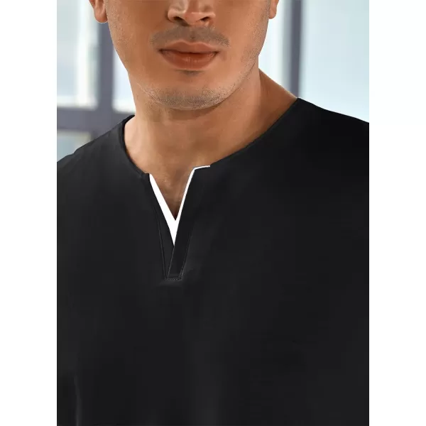 JMIERR Mens Muscle Slim T Shirts V-Neck Longline Henley Shirt Gym Workout Athletic Tees
