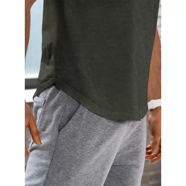 JMIERR Mens Muscle Slim T Shirts V-Neck Longline Henley Shirt Gym Workout Athletic Tees
