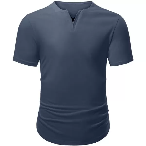 JMIERR Mens Muscle Slim T Shirts V-Neck Longline Henley Shirt Gym Workout Athletic Tees