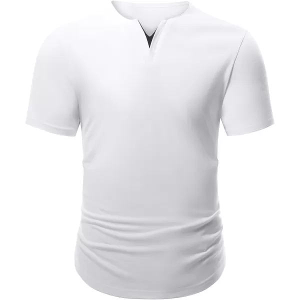 JMIERR Mens Muscle Slim T Shirts V-Neck Longline Henley Shirt Gym Workout Athletic Tees