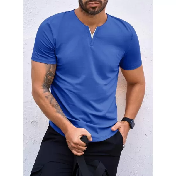 JMIERR Mens Muscle Slim T Shirts V-Neck Longline Henley Shirt Gym Workout Athletic Tees