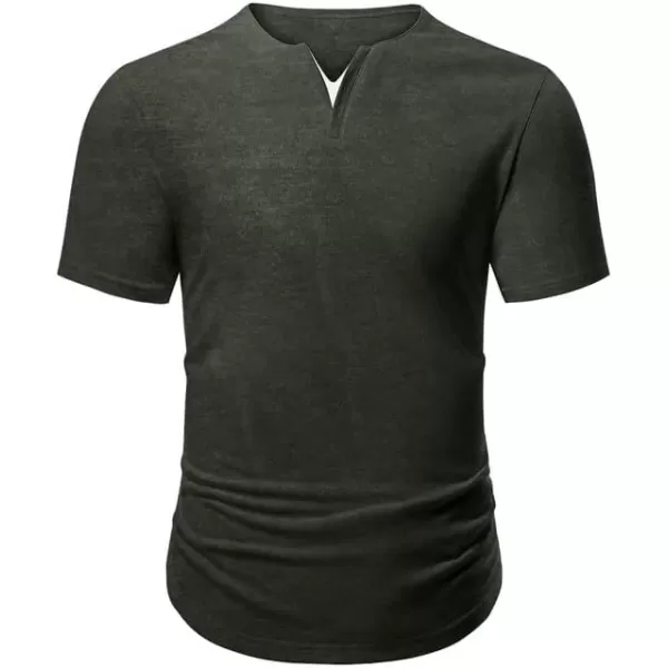 JMIERR Mens Muscle Slim T Shirts V-Neck Longline Henley Shirt Gym Workout Athletic Tees