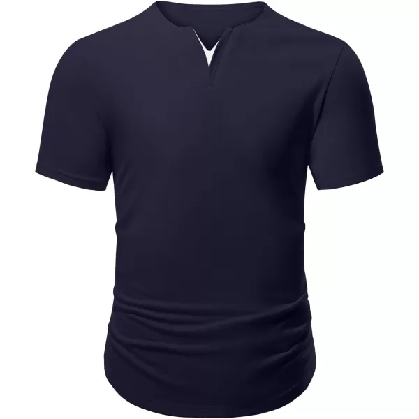 JMIERR Mens Muscle Slim T Shirts V-Neck Longline Henley Shirt Gym Workout Athletic Tees