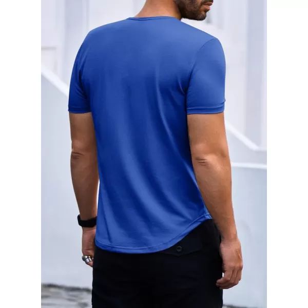 JMIERR Mens Muscle Slim T Shirts V-Neck Longline Henley Shirt Gym Workout Athletic Tees