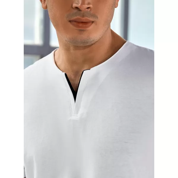 JMIERR Mens Muscle Slim T Shirts V-Neck Longline Henley Shirt Gym Workout Athletic Tees