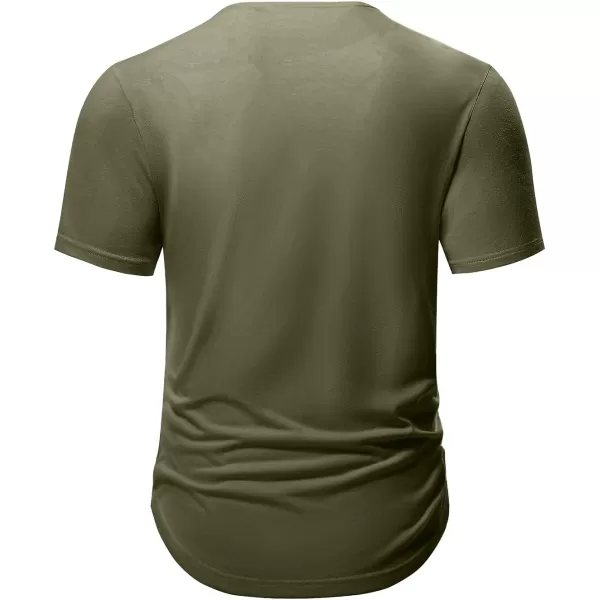 JMIERR Mens Muscle Slim T Shirts V-Neck Longline Henley Shirt Gym Workout Athletic Tees