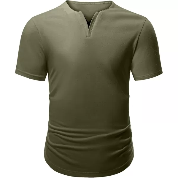 JMIERR Mens Muscle Slim T Shirts V-Neck Longline Henley Shirt Gym Workout Athletic Tees