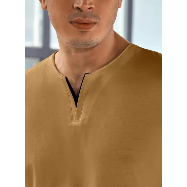 JMIERR Mens Muscle Slim T Shirts V-Neck Longline Henley Shirt Gym Workout Athletic Tees