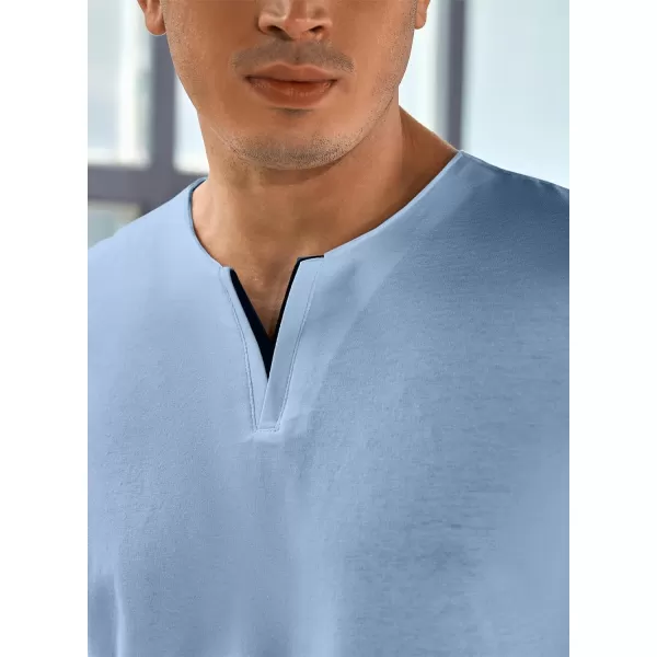 JMIERR Mens Muscle Slim T Shirts V-Neck Longline Henley Shirt Gym Workout Athletic Tees