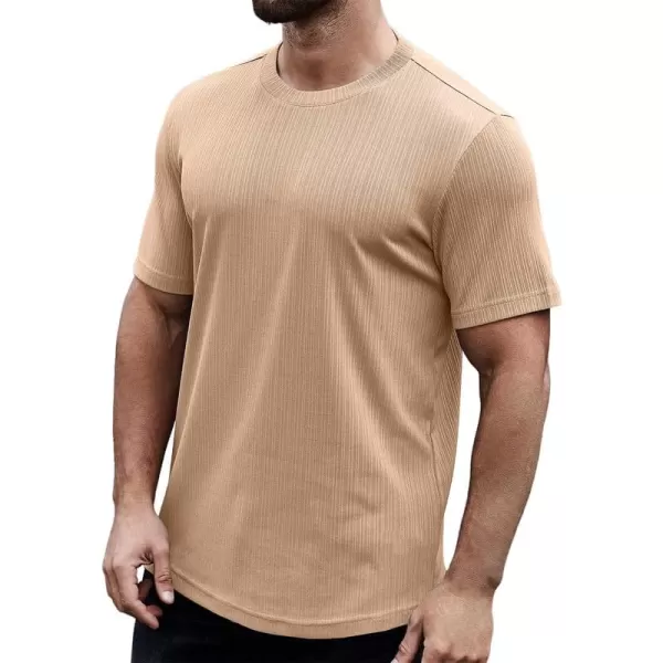 JMIERR Men's Muscle T-Shirt Crewneck Short Sleeve Longline Gym Workout Textured Tees Shirts