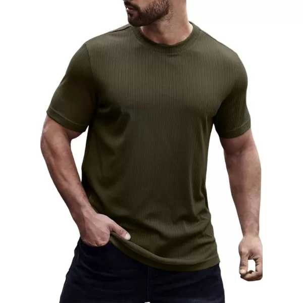 JMIERR Men's Muscle T-Shirt Crewneck Short Sleeve Longline Gym Workout Textured Tees Shirts