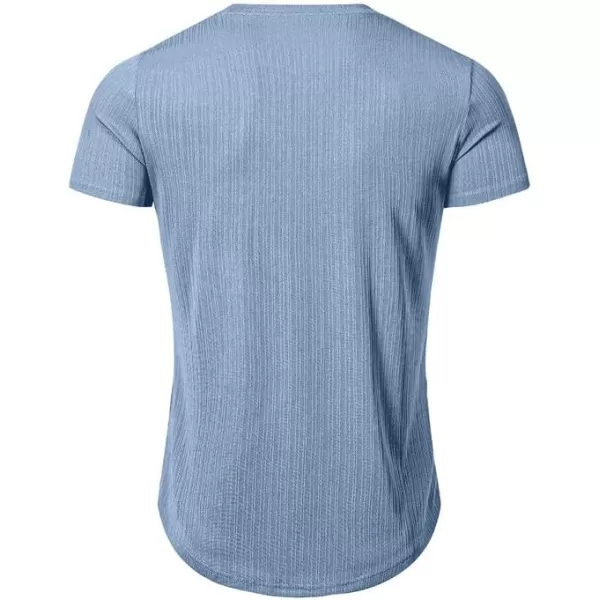 JMIERR Men's Muscle T-Shirt Crewneck Short Sleeve Longline Gym Workout Textured Tees Shirts