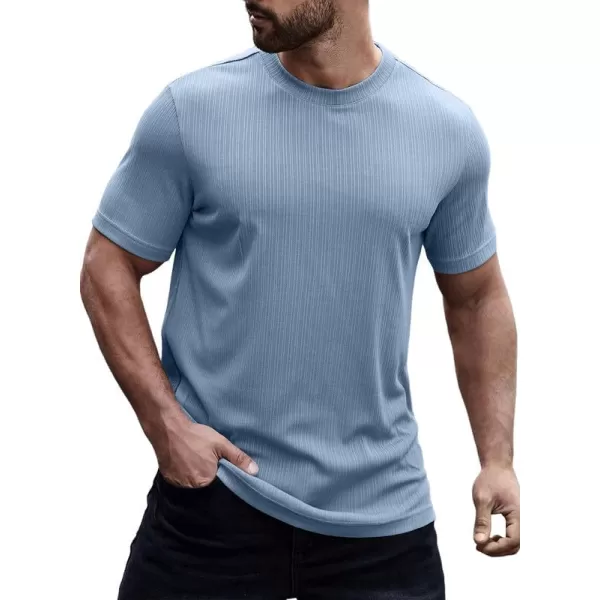JMIERR Men's Muscle T-Shirt Crewneck Short Sleeve Longline Gym Workout Textured Tees Shirts