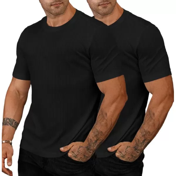 JMIERR Men's Muscle T-Shirt Crewneck Short Sleeve Longline Gym Workout Textured Tees Shirts