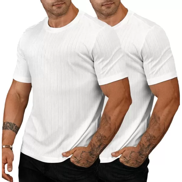 JMIERR Men's Muscle T-Shirt Crewneck Short Sleeve Longline Gym Workout Textured Tees Shirts