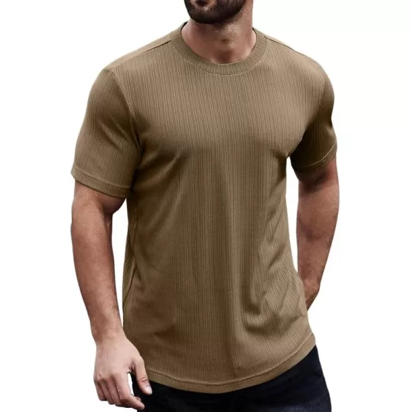 JMIERR Men's Muscle T-Shirt Crewneck Short Sleeve Longline Gym Workout Textured Tees Shirts