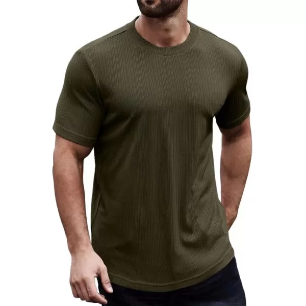 JMIERR Men's Muscle T-Shirt Crewneck Short Sleeve Longline Gym Workout Textured Tees Shirts