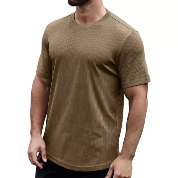 JMIERR Men's Muscle T-Shirt Crewneck Short Sleeve Longline Gym Workout Textured Tees Shirts
